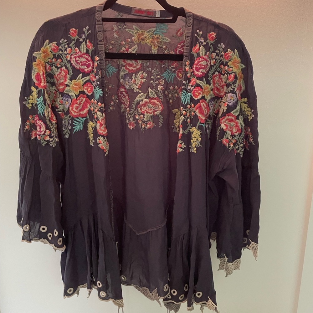 Johnny Was Floral Embroidered Kimono